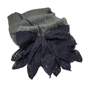 MADISON 88 Blue & Gray Fine Knit Scarf Wearable Art Flower Bow Soft Cottage Core